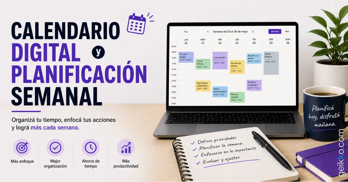 Calendario digital y planificación semanal